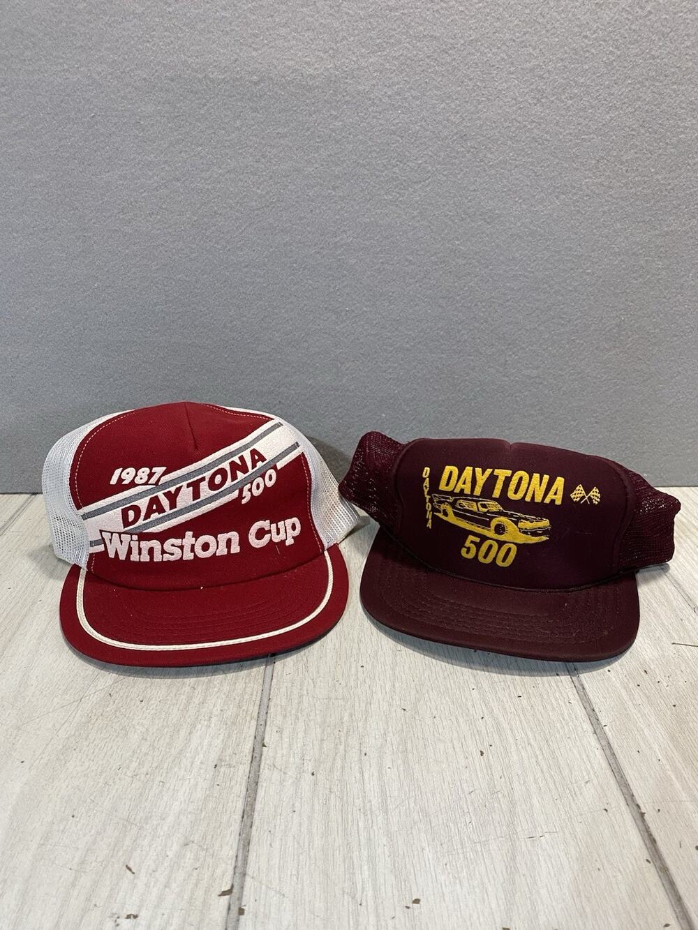 2 Daytona 500 NASCAR Winston Cup Vintage Snapback Hats Racing Motorsports
